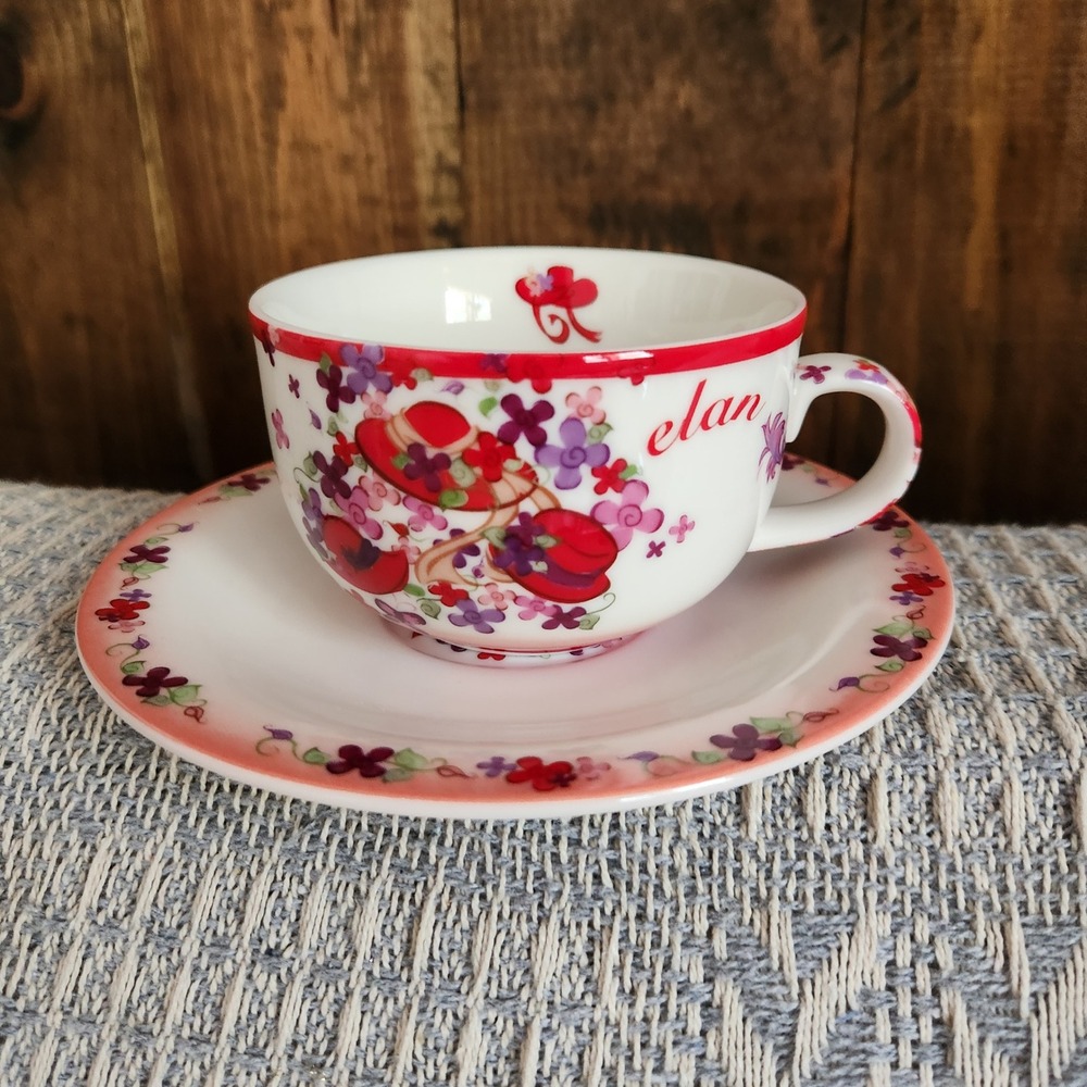 Cardew Design Red Hat Society Pink Chintz Tea Cup Saucer Set Elan 2004 Porcelain